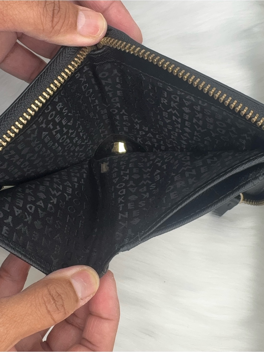 Kate Spade Black Zip-Around Wallet with Gold Plaque - Picture 4 of 5